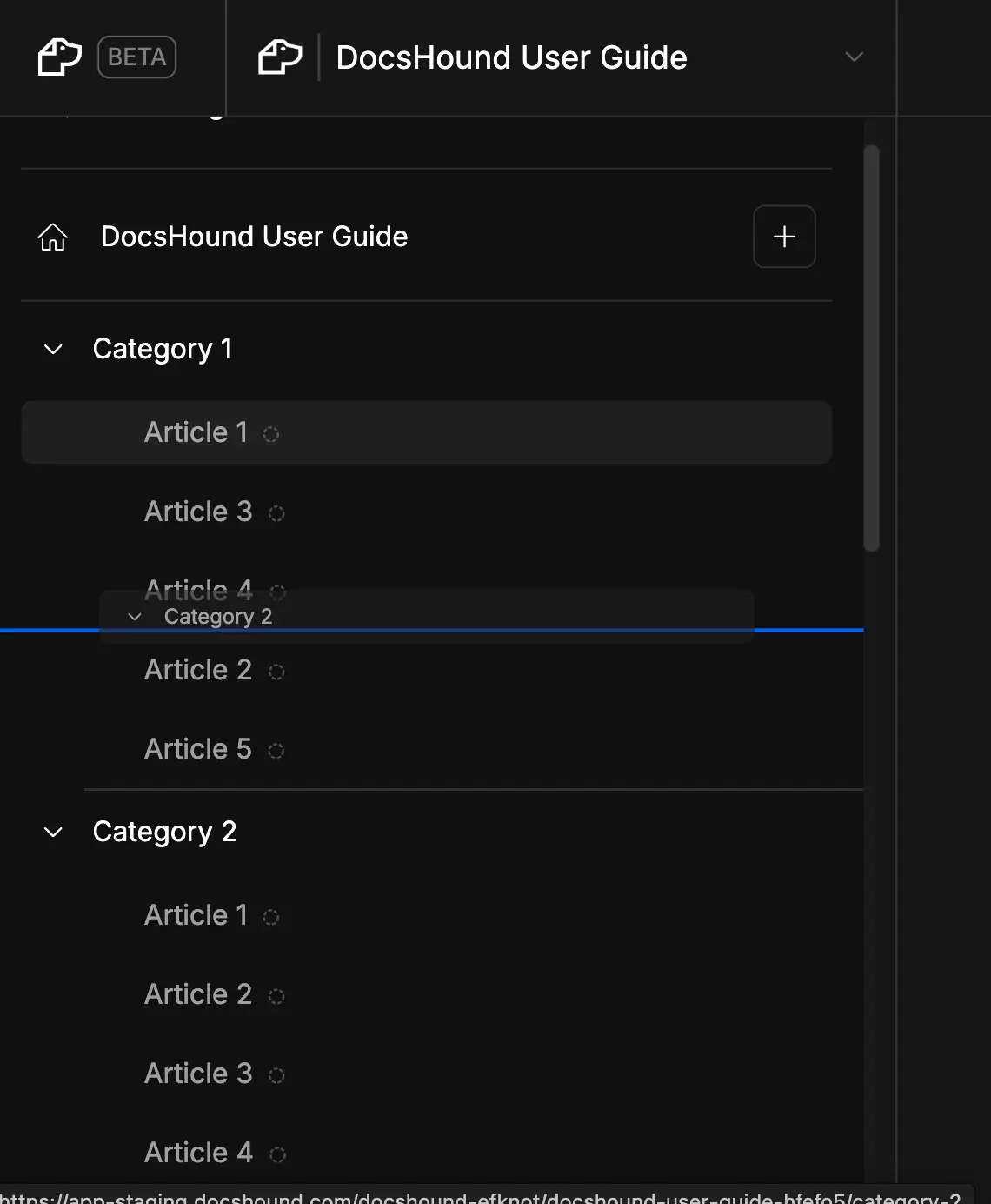 DocsHound User Guide sidebar with Table of Contents