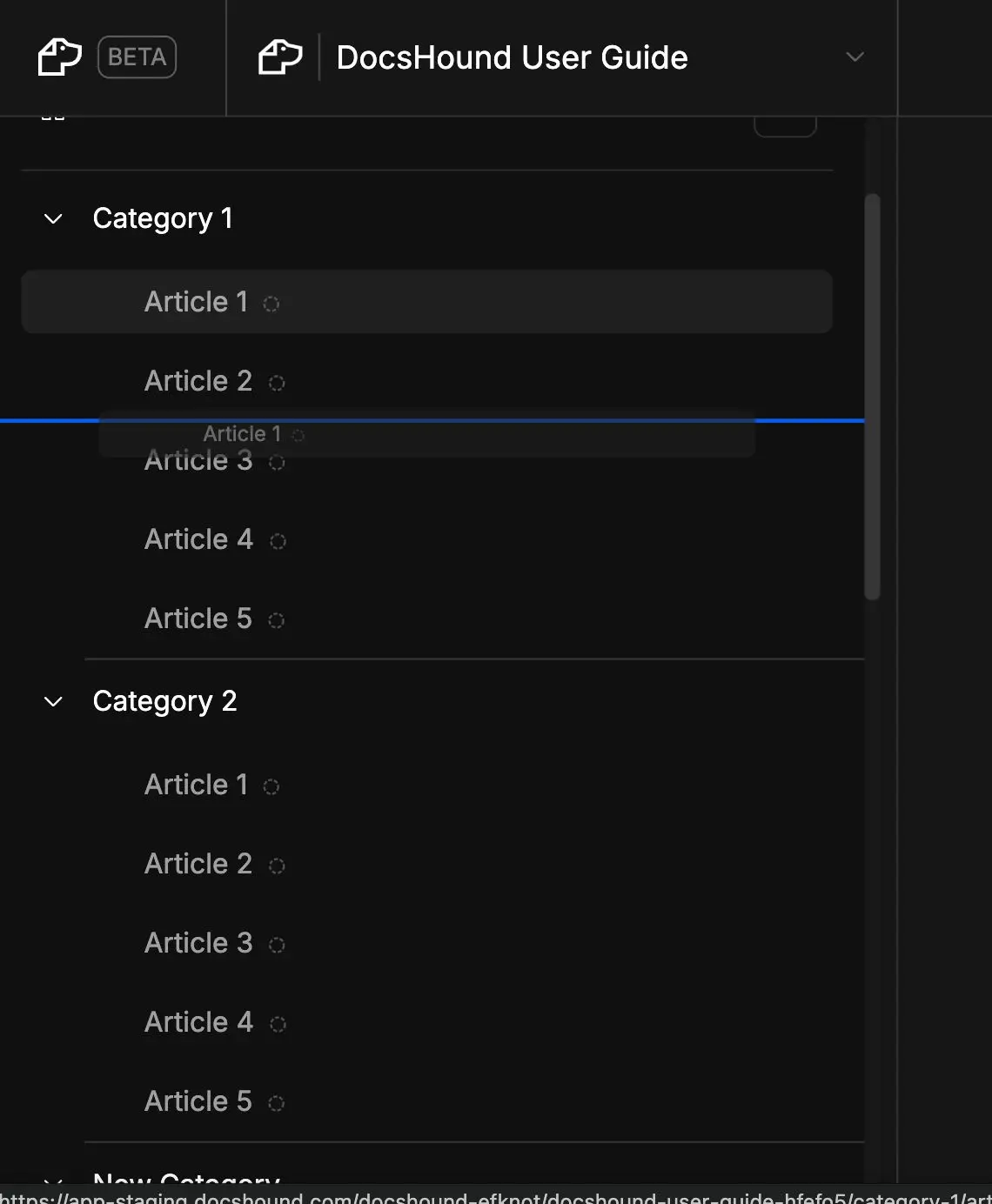 DocsHound User Guide Table of Contents Sidebar