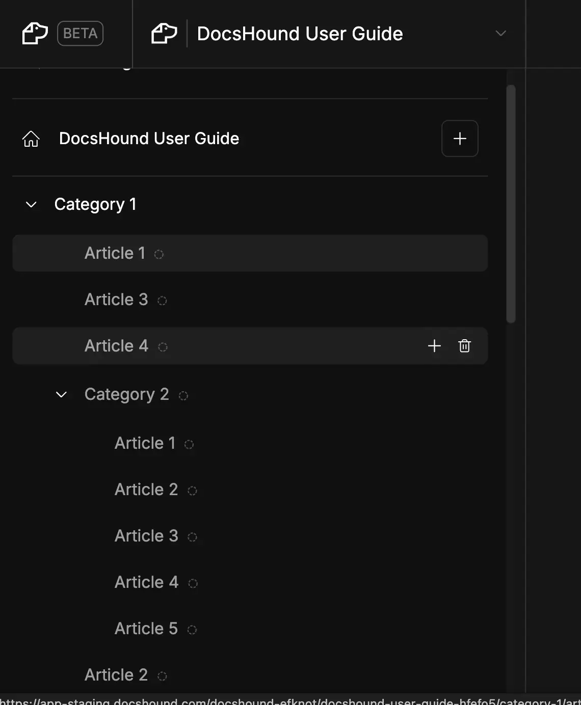 DocsHound User Guide Table of Contents Sidebar