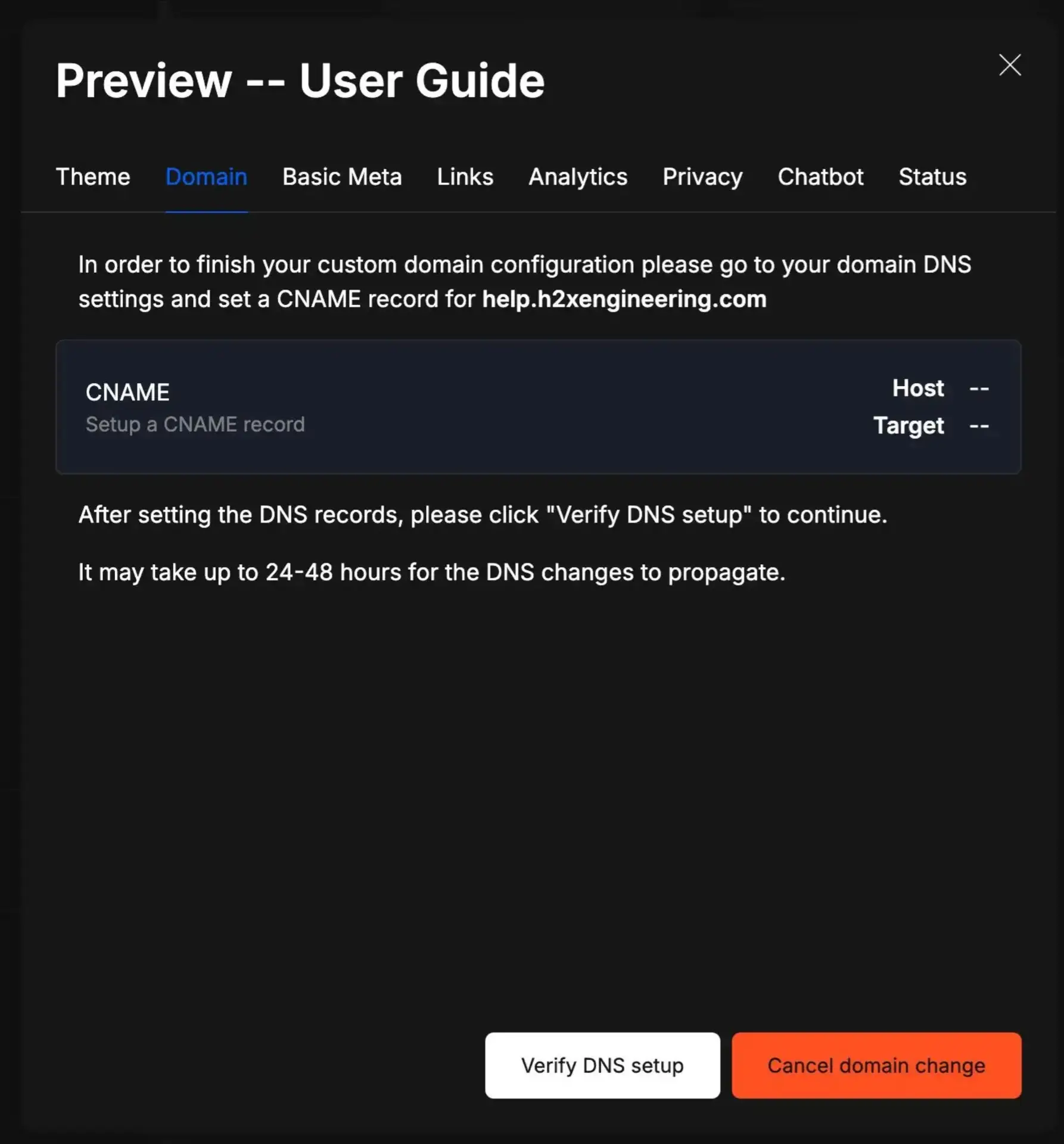 DocsHound User Guide Domain Connection Preview