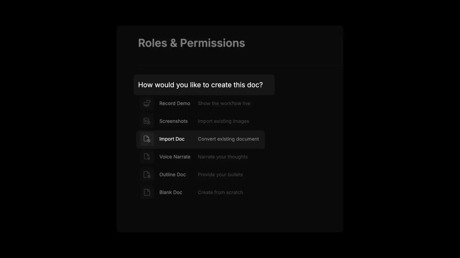 DocsHound Roles & Permissions - How would you like to create this doc?