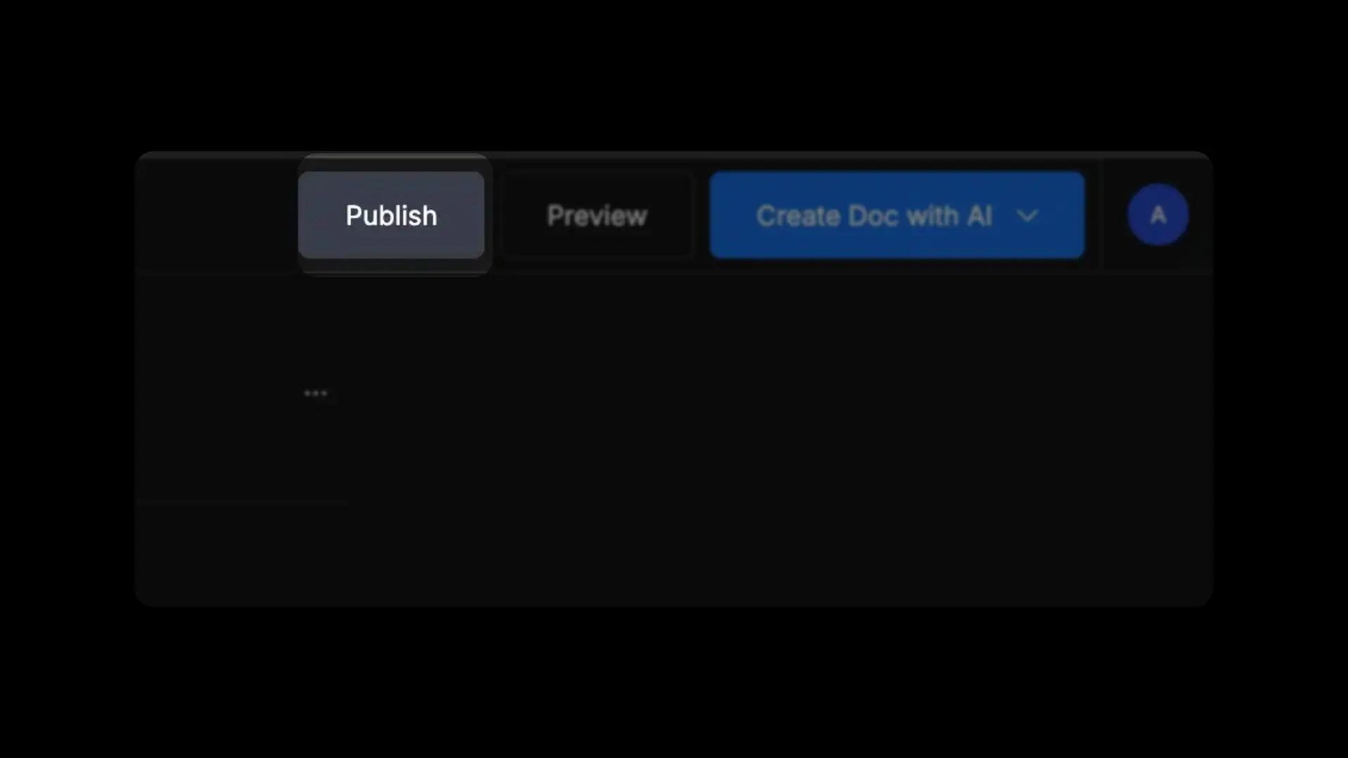 DocsHound interface navigation bar with Publish, Preview, and Create Doc with AI buttons
