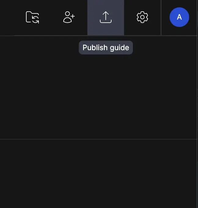 DocsHound interface navigation bar with publish guide option highlighted.