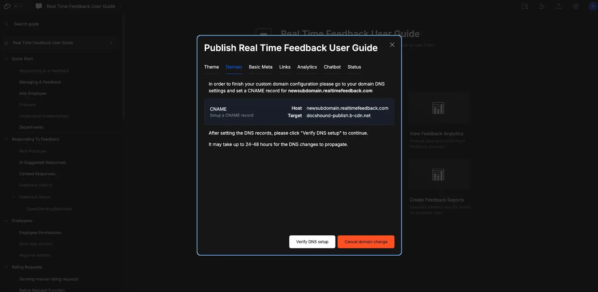 DocsHound Publish Real Time Feedback User Guide Domain Configuration