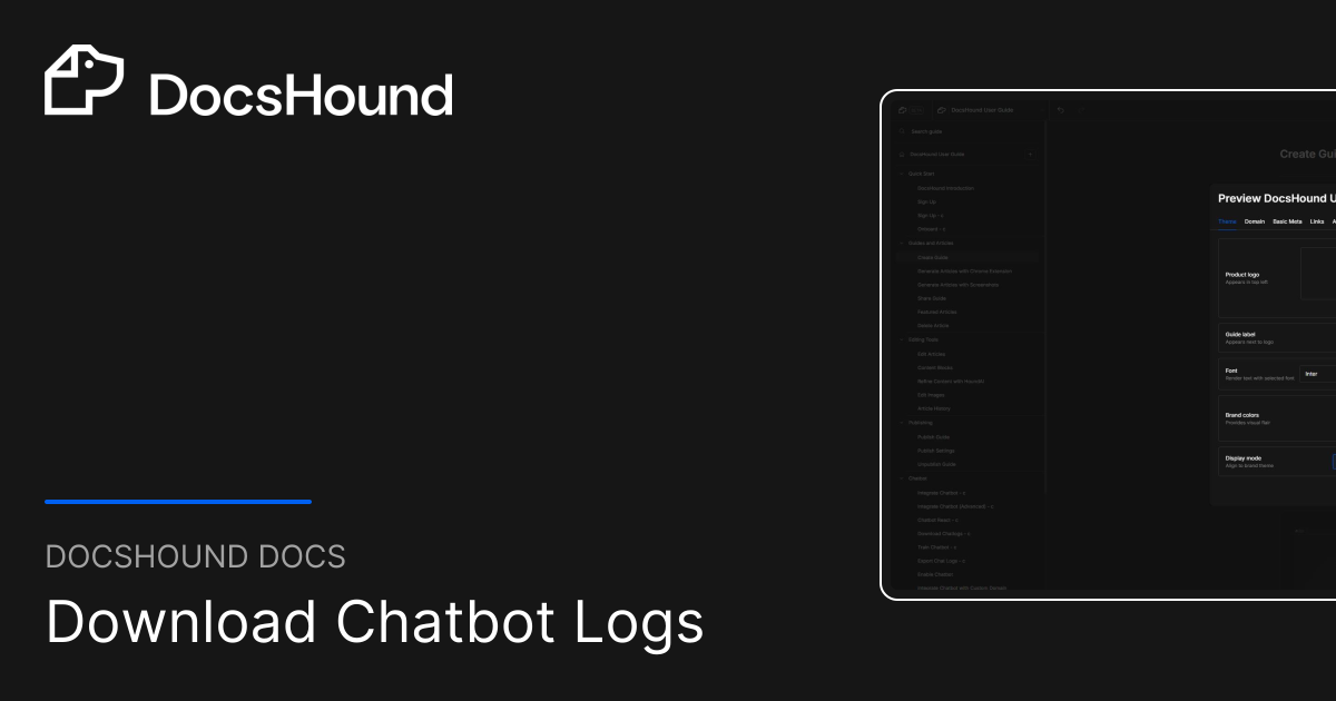 Download Chatbot Logs | DocsHound Docs
