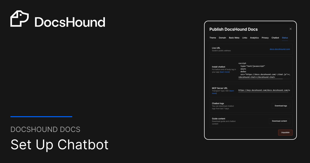 Set Up Chatbot | DocsHound Docs