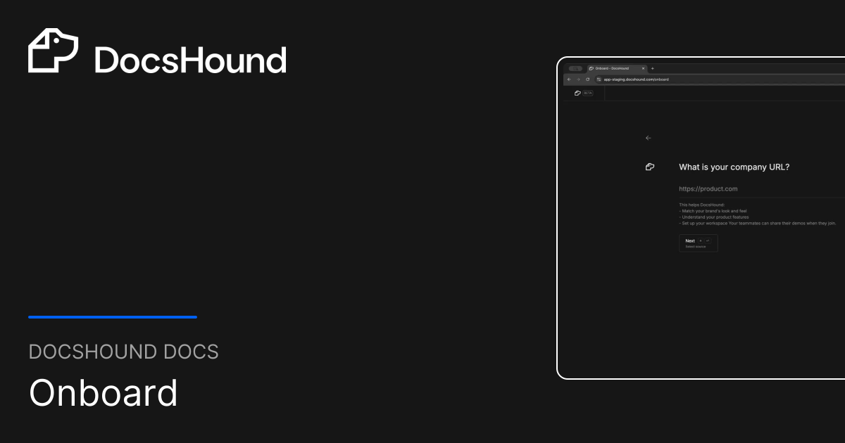 Onboard | DocsHound Docs