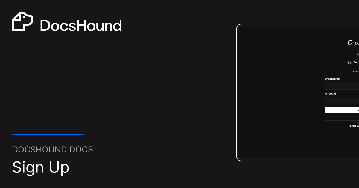 Sign Up Docshound Docs